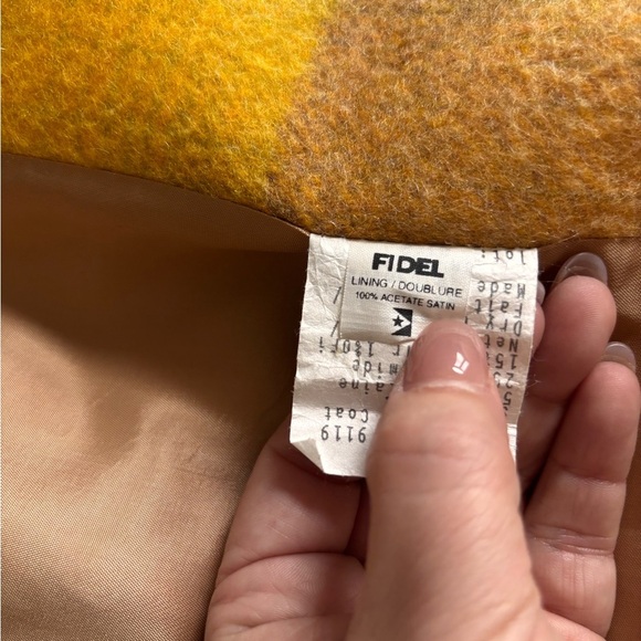 Vintage Plaid Yellow and Brown Women's Coat - Picture 14 of 16